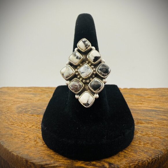 Jewelry - Sterling Silver White Buffalo Ring (Adjustable)